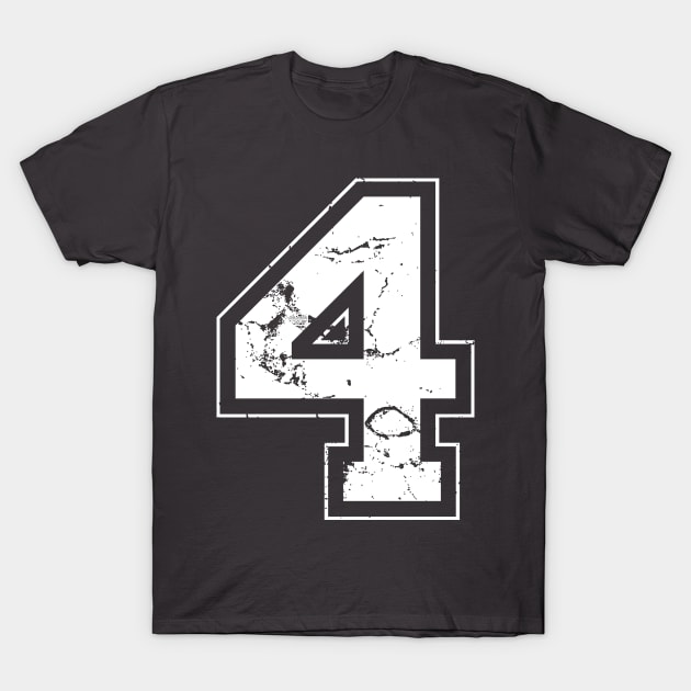 Number 4 Four White Jersey Sports Athletic Player T-Shirt by porcodiseno